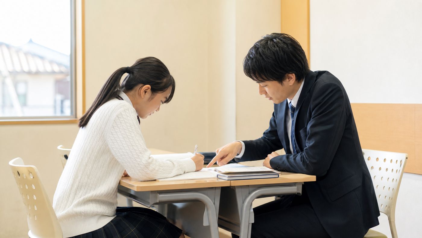 講師と生徒が一対一で学ぶ様子