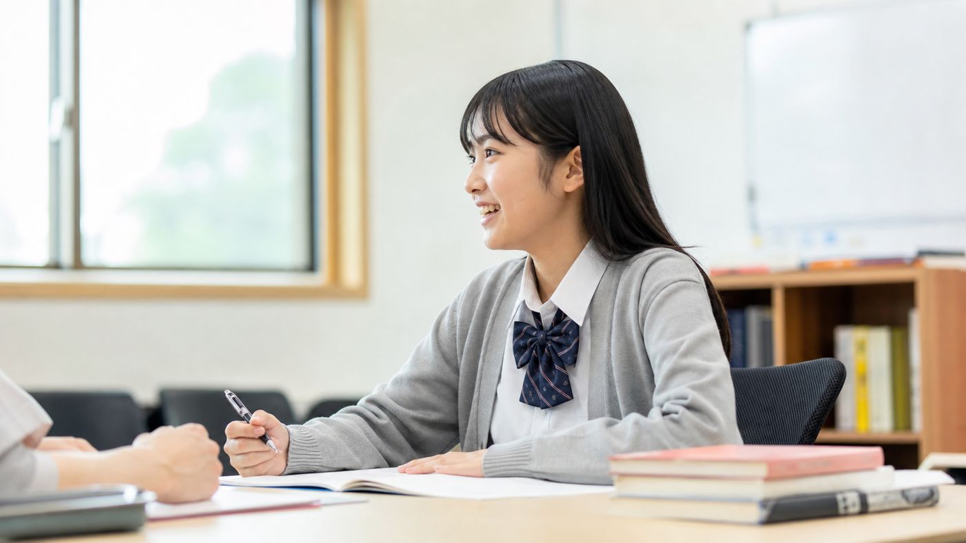 和やかな表情で学ぶ生徒