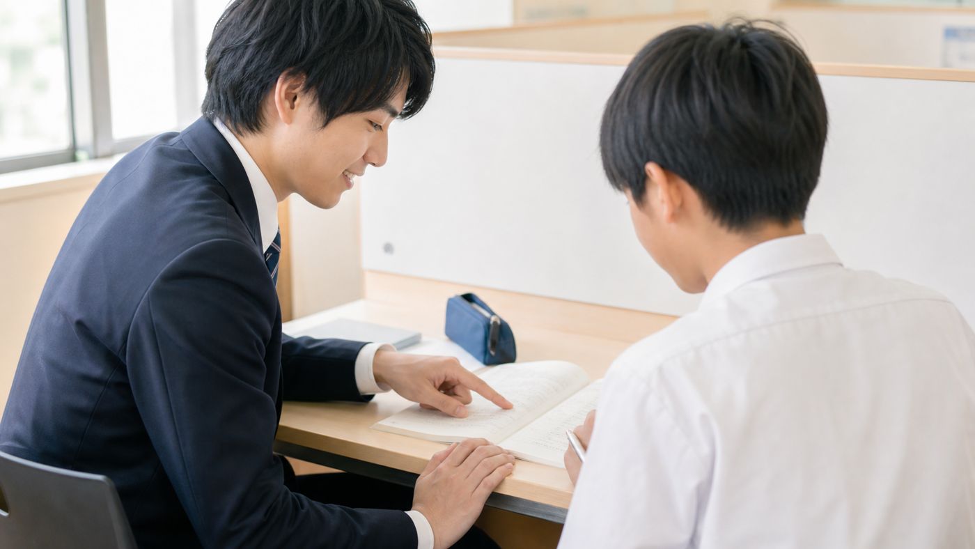 講師がそばで一緒に問題を解く個別指導の様子